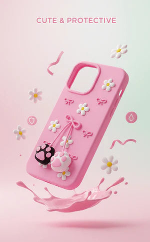 3D Cat Paw Daisy Case